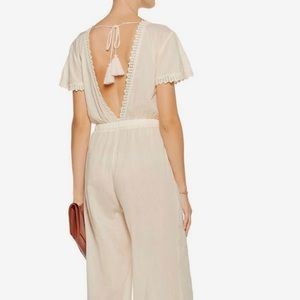 LoveShackFancy Cream Cotton Jumpsuit. Worn Once. Like new! Size 3 ( =sz 8-10)